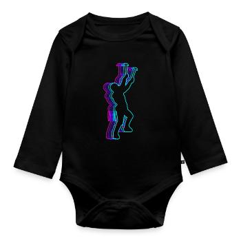 Retro Rock Climbing Rock Climber Bouldering - Organic Longsleeve Baby Bodysuit - black - Front