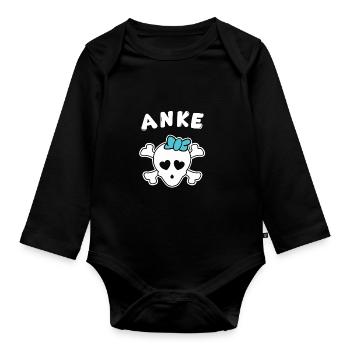 Piratin Anke Design für Mädchen und Frauen - Baby Bio-Langarm-Body - Schwarz - Vorne