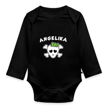 Piratin Angelika Design für Mädchen und Frauen - Baby Bio-Langarm-Body - Schwarz - Vorne