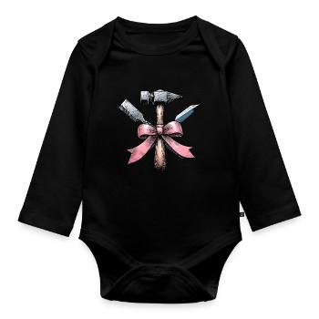 Coquette Bogen Bildhauer Sculptor Mom Ribbon Rosa - Baby Bio-Langarm-Body - Schwarz - Vorne