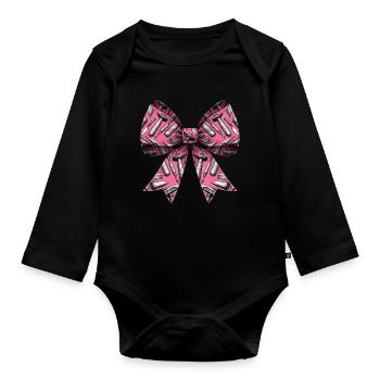 Coquette Bogen Bildhauerei Bildhauer Muster Rosa - Baby Bio-Langarm-Body - Schwarz - Vorne