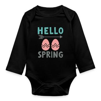 Bonjour le design printanier avec des œufs de Pâques - Body Bébé bio manches longues - noir - Devant