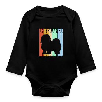 Lhasa Apso - Baby Bio-Langarm-Body - Schwarz - Vorne