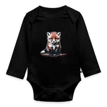 Fuchs Füchse Füchsin - Baby Bio-Langarm-Body - Schwarz - Vorne