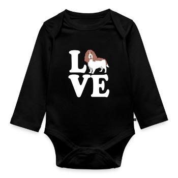 Springer Spaniel Hund - Baby Bio-Langarm-Body - Schwarz - Vorne