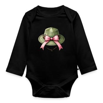 Coquette Bow Zookeeping Zookeeper Hat Pink - Organic Longsleeve Baby Bodysuit - black - Front