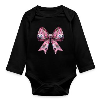 Coquettish Bow Zookeeing Zookeeper Animals Pattern - Organic Longsleeve Baby Bodysuit - black - Front