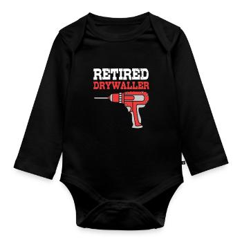 Construction site drywall assembly fitter - Organic Longsleeve Baby Bodysuit - black - Front