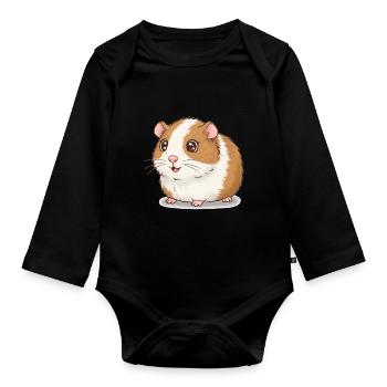 Animal Cartoon Guinea Pig - Organic Longsleeve Baby Bodysuit - black - Front