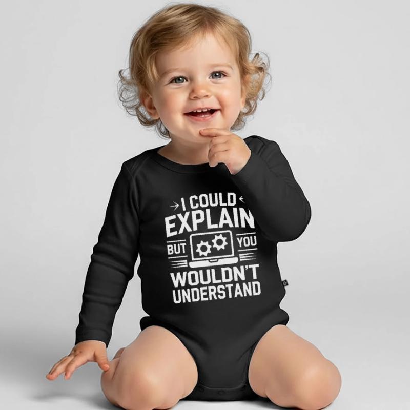 Support Administrateur Nerd Computer Tech Body Bébé bio manches longues