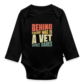 Derrière chaque wag se cache un vétérinaire qui se soucie des vertériniens - Body Bébé bio manches longues - noir - Devant
