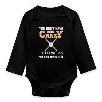 Lustiger Baseball Spruch Baseball Team - Baby Bio-Langarm-Body - Schwarz - Vorne