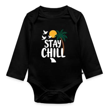 Séjour Chill Détente tropicale Vacances d’été - Body Bébé bio manches longues - noir - Devant