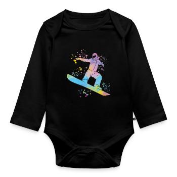 Snowboarder Snowboarding Snowboard - Organic Longsleeve Baby Bodysuit - black - Front