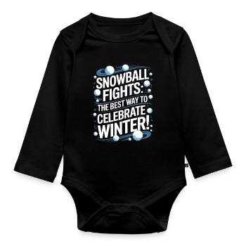 Batailles de boules de neige : la meilleure façon de célébrer l’hiver ! - Body Bébé bio manches longues - noir - Devant