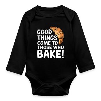 Gutes wird zu denen, die backen! - Baby Bio-Langarm-Body - Schwarz - Vorne