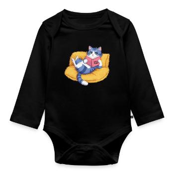 Evil Cat - Organic Longsleeve Baby Bodysuit - black - Front