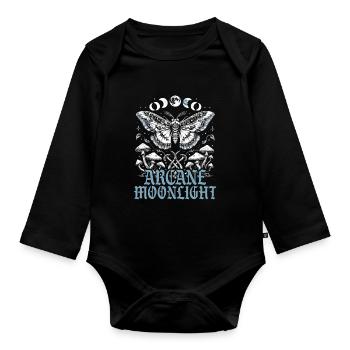 Fairycore Fee Gotisch Arcane Moonlight - Baby Bio-Langarm-Body - Schwarz - Vorne