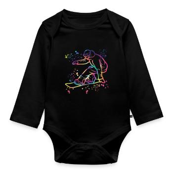 Snowboarder Snowboarding Snowboard - Organic Longsleeve Baby Bodysuit - black - Front