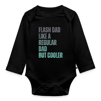 Bouldering Flash Papa Boulderer - Baby Bio-Langarm-Body - Schwarz - Vorne