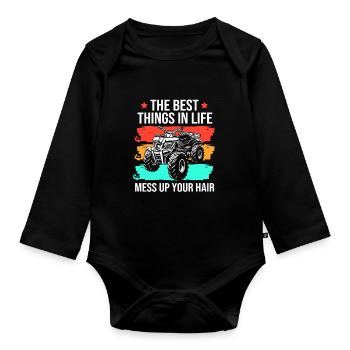Quad bike - Organic Longsleeve Baby Bodysuit - black - Front