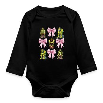 Coquettish Bow Ogre Monster Halloween Mom - Organic Longsleeve Baby Bodysuit - black - Front