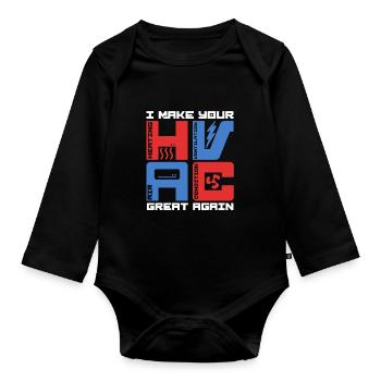 Air Conditioning Technician HVAC Installer - Organic Longsleeve Baby Bodysuit - black - Front