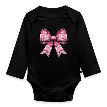 Coquette Bogen Pilzjagd Cottagecore Mykologie - Baby Bio-Langarm-Body - Schwarz - Vorne
