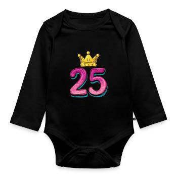 25 Number Jersey Crown - Organic Longsleeve Baby Bodysuit - black - Front