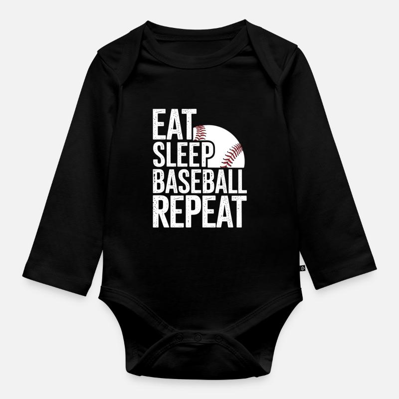 Mangia Dormi Baseball Ripeti - Body ecologico per neonato a manica lunga - nero