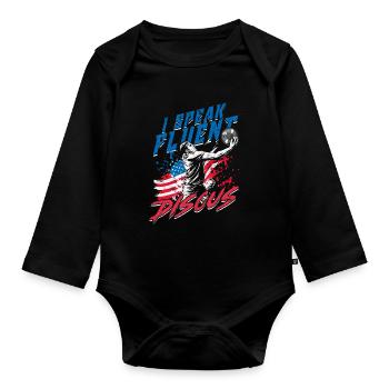 Discus Throw I Speak Fluent Discus - Organic Longsleeve Baby Bodysuit - black - Front