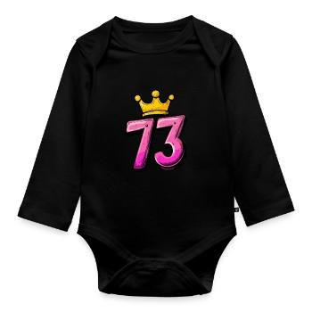 73 Numéro Jersey Couronne - Body Bébé bio manches longues - noir - Devant