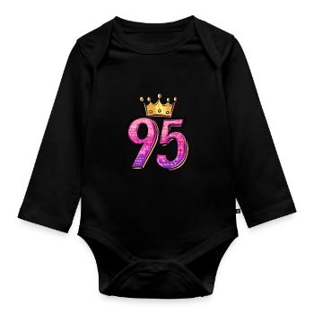 95 Numéro Jersey Couronne - Body Bébé bio manches longues - noir - Devant