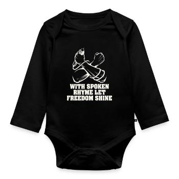 Poetry Slam Gesprochener Reim Slam Poesie - Baby Bio-Langarm-Body - Schwarz - Vorne