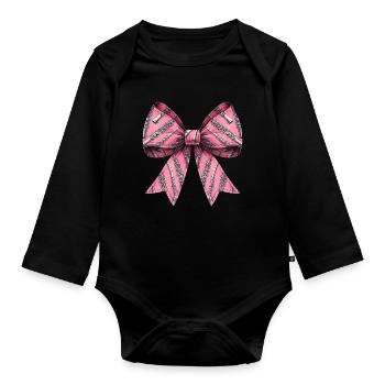 Coquette Bow Flûte Fille Motif Flûtiste Maman - Body Bébé bio manches longues - noir - Devant