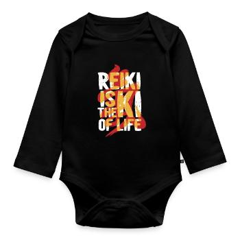 Massage Reiki Le Reiki est le Ki de la Vie - Body Bébé bio manches longues - noir - Devant