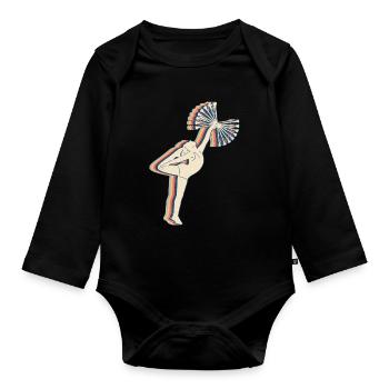 Staffelstab drehender Wirbler Retro Line Art - Baby Bio-Langarm-Body - Schwarz - Vorne