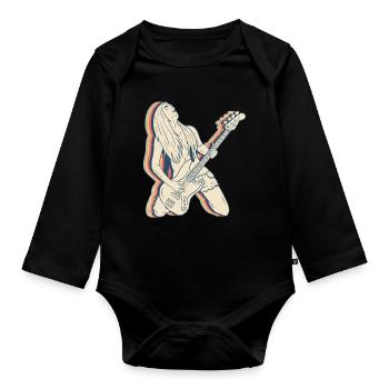 Bassist Bassist Guitarist Guitar Retro - Organic Longsleeve Baby Bodysuit - black - Front