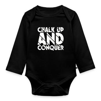 Boulderer Chalk Up and Conquer Bouldering - Organic Longsleeve Baby Bodysuit - black - Front