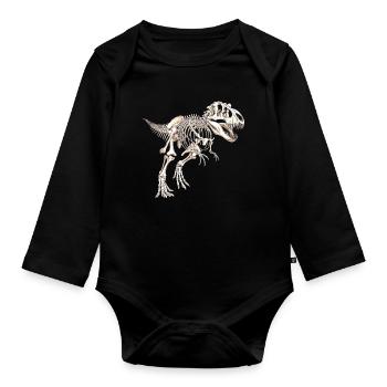Funny T-Rex Tyrannosaurus Rex Dinosaur Skeleton - Organic Longsleeve Baby Bodysuit - black - Front