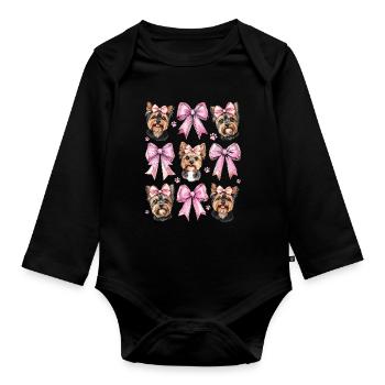 Coquette Bow Yorkshire Terrier Chien Yorkie - Body Bébé bio manches longues - noir - Devant
