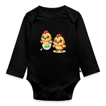 Chick Easter Egg Easter Eggs Chicken Eggs Easter Child - Organic Longsleeve Baby Bodysuit - black - Front