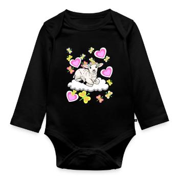 Spring Sheep Sheep Lamb Cloud Kids Child Baby - Organic Longsleeve Baby Bodysuit - black - Front