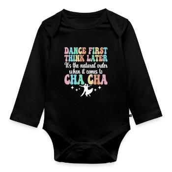 ChaCha Dance Dancing - Organic Longsleeve Baby Bodysuit - black - Front