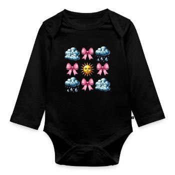 Coquette Arc Météorologie Soleil Nuages - Body Bébé bio manches longues - noir - Devant