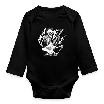 Cool Skeleton Gitarrist Gitarrist Musiker - Baby Bio-Langarm-Body - Schwarz - Vorne