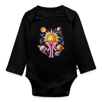 Arc coquet Système solaire Planètes solaires - Body Bébé bio manches longues - noir - Devant