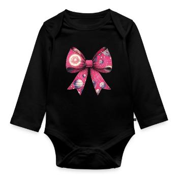 Kokette Bogen Sonnensystem Boho Planeten - Baby Bio-Langarm-Body - Schwarz - Vorne
