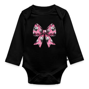 Coquette Bow Rat Mouse Pattern Mom Mothers Day - Organic Longsleeve Baby Bodysuit - black - Front