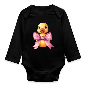 Coquette noeud en caoutchouc Ducky Ducky Maman Fête des mères - Body Bébé bio manches longues - noir - Devant